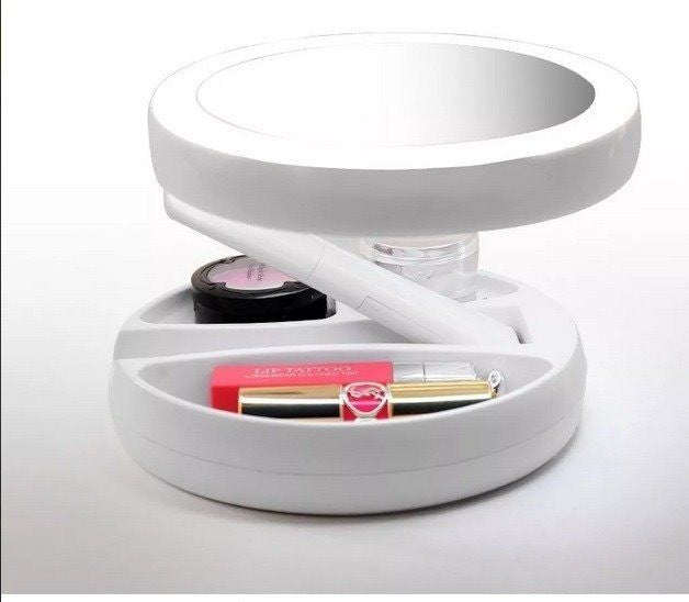 Espelho com Led De Mesa Com Aumento 10x Led luz Dobravel