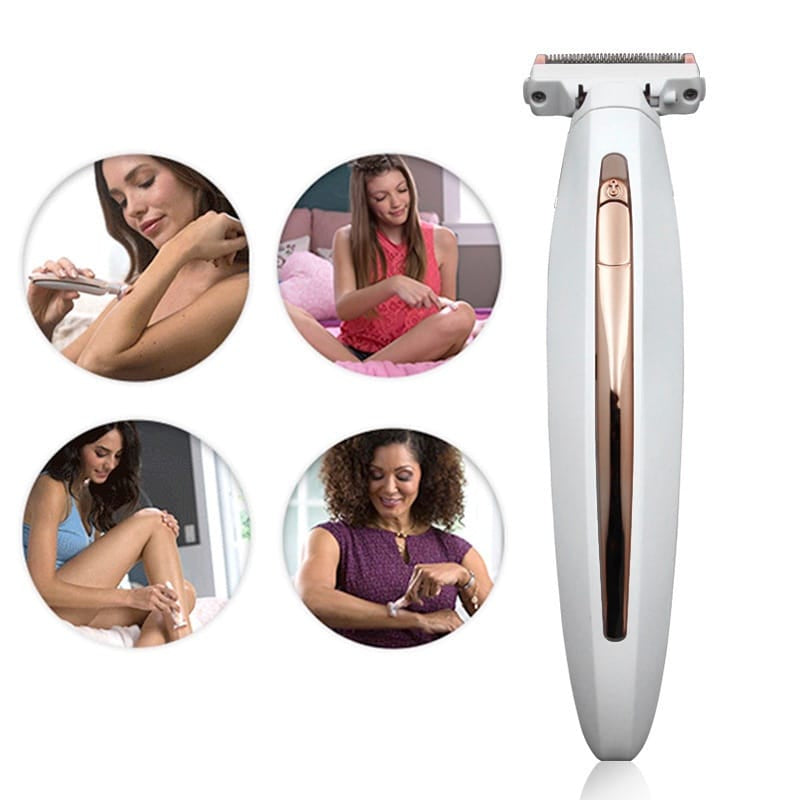 Depilador Elétrico Feminino Íntimo/Corporal, Aparador De Pelos, Seco E Molhado USB
