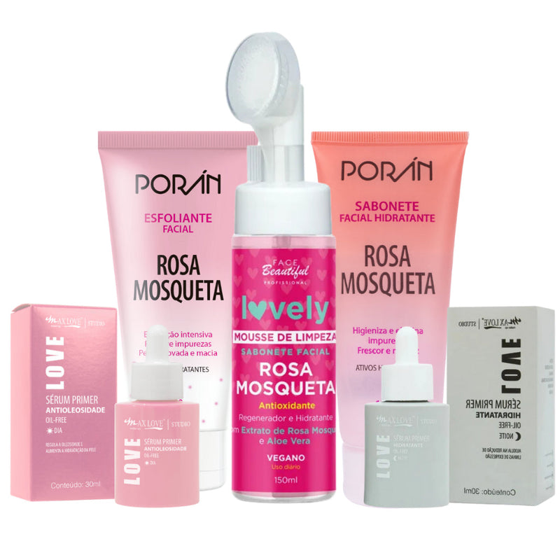 Kit skincare completo rosa