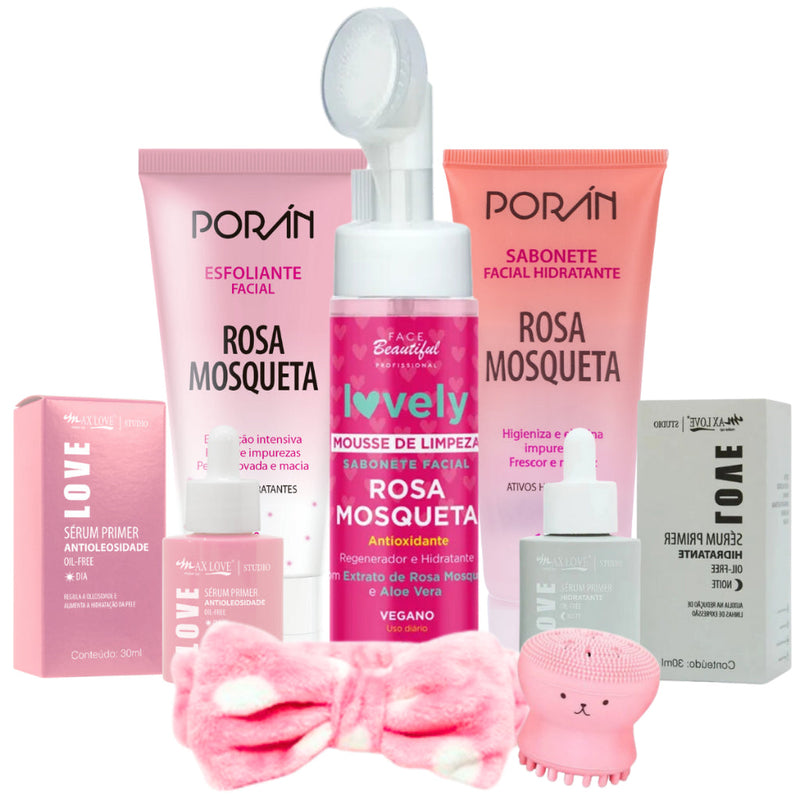 Kit skincare completo rosa