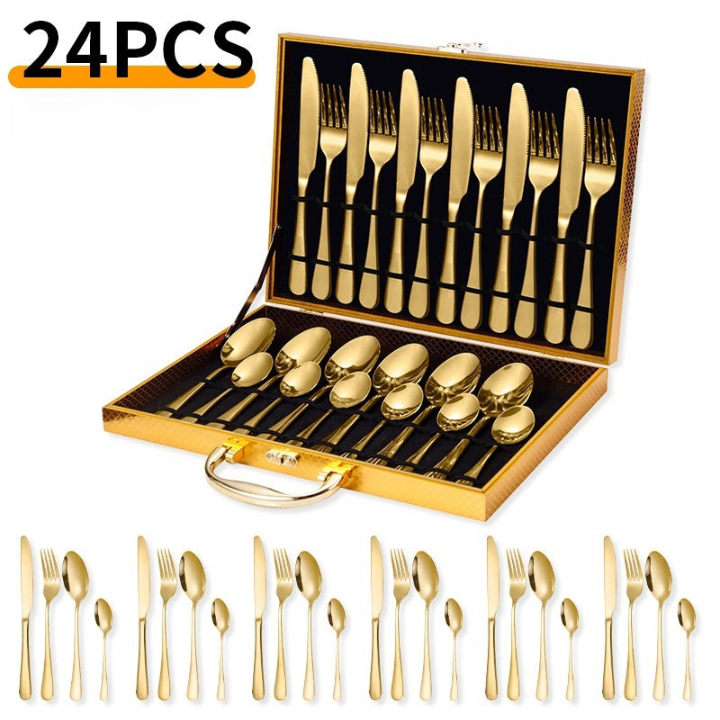 Kit 36 Talheres Aço Inox Dourado