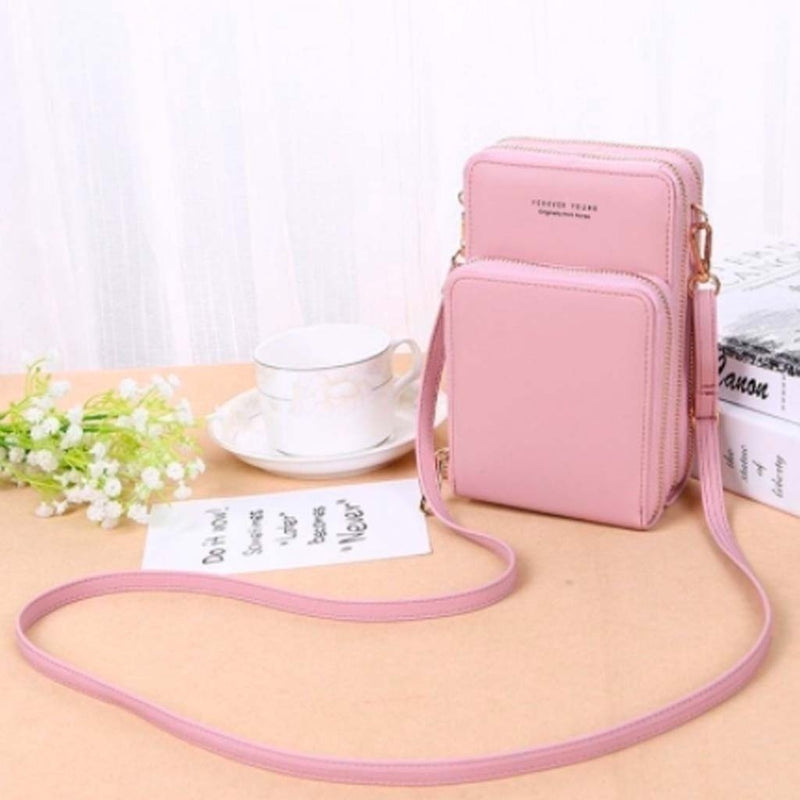 Bolsa transversal feminina moda feminina trabalho social porta celular com 3 divisorias